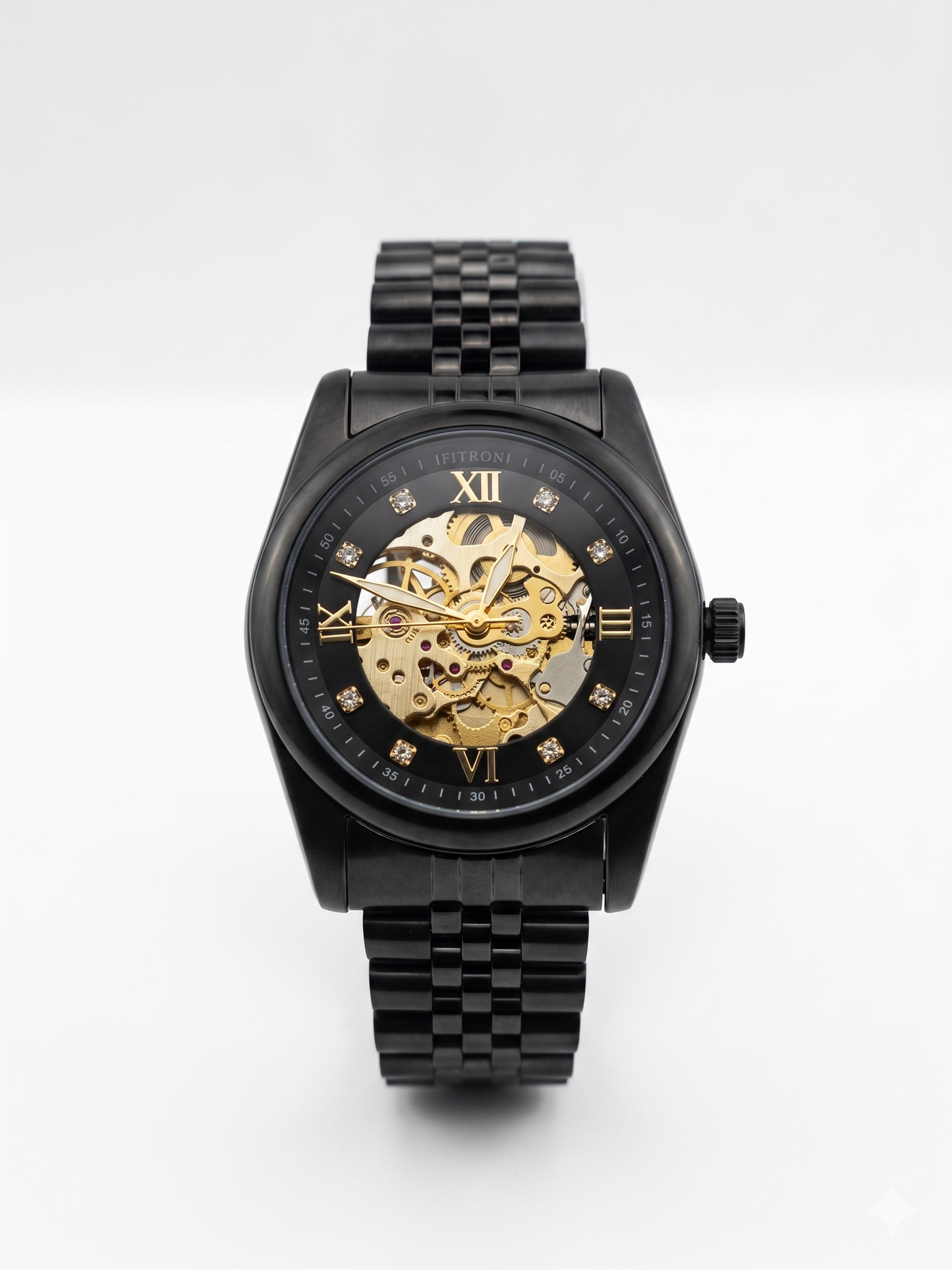 FITRON ROUND WITH DIAMONDS 117211M BLACK DIAL - MEN'S AUTOMATIC