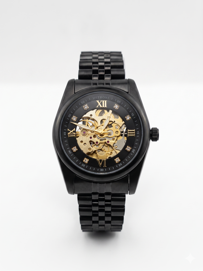 FITRON ROUND WITH DIAMONDS 117211M BLACK DIAL - MEN'S AUTOMATIC
