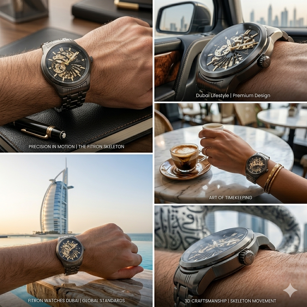 FITRON DOMED SKELETON 117178M BLACK DIAL - MEN'S AUTOMATIC