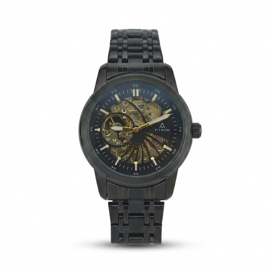 FITRON DOMED SKELETON 117178M BLACK DIAL - MEN'S AUTOMATIC