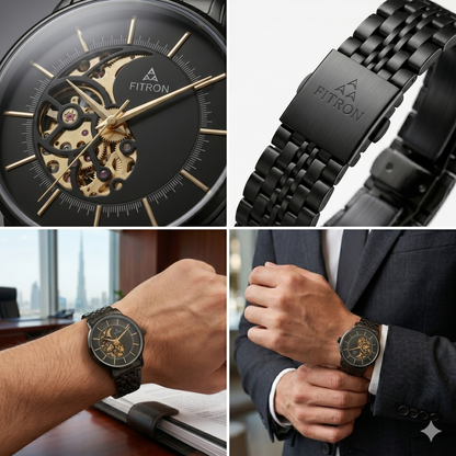 FITRON TEAR DROP 117238M BLACK DIAL - MEN'S AUTOMATIC