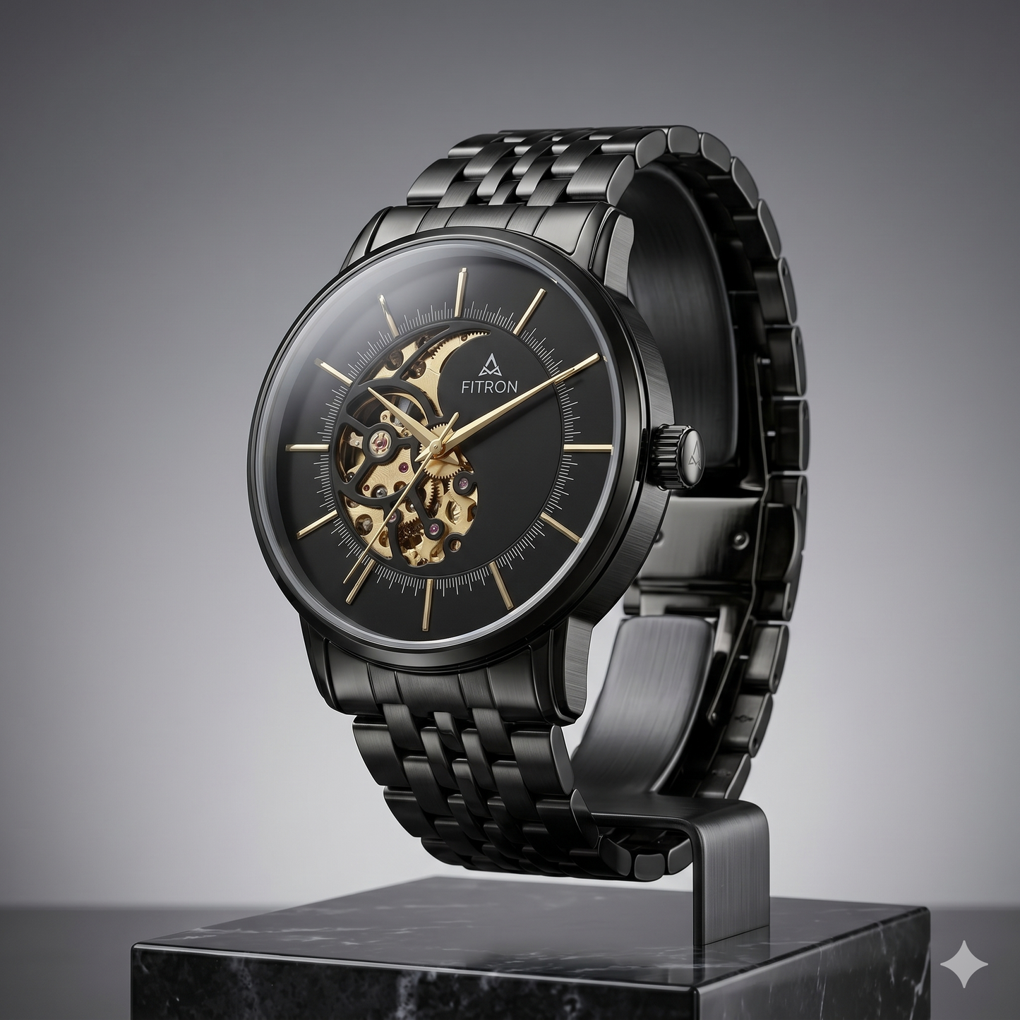 FITRON TEAR DROP 117238M BLACK DIAL - MEN'S AUTOMATIC