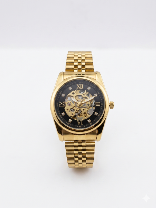 FITRON ROUND WITH DIAMONDS 117211M BLACK DIAL - MEN'S AUTOMATIC