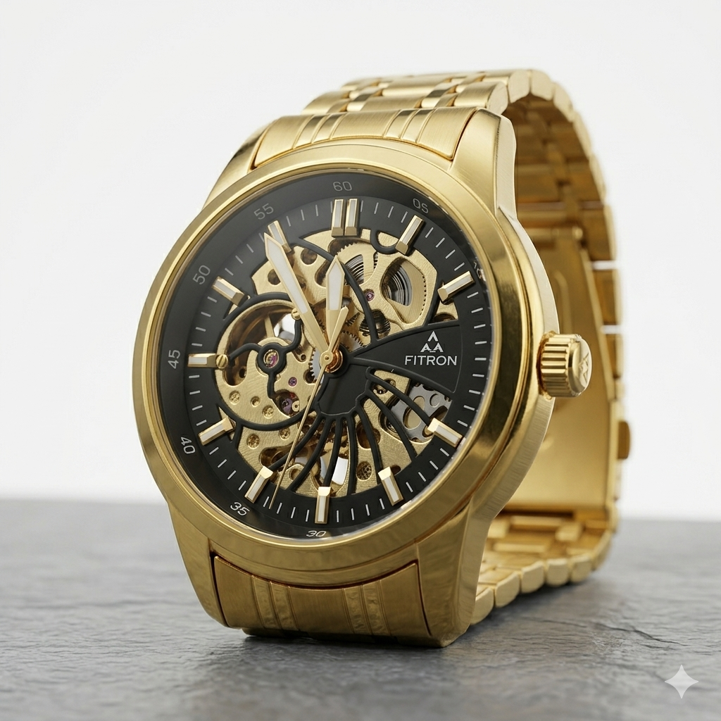 FITRON DOMED SKELETON 117178M BLACK DIAL - MEN'S AUTOMATIC