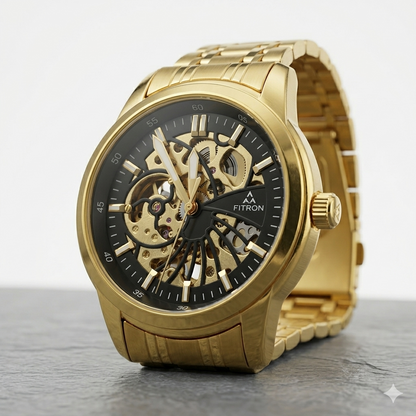 FITRON DOMED SKELETON 117178M BLACK DIAL - MEN'S AUTOMATIC
