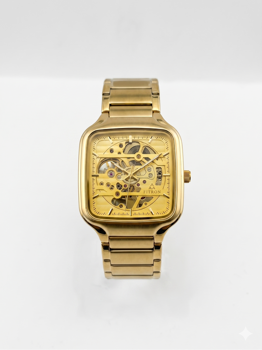FITRON SQUARE SKEL V2 117236M GOLD DIAL - MEN'S AUTOMATIC