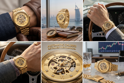 FITRON ROUND WITH DIAMONDS 117211M GOLD DIAL - MEN'S AUTOMATIC