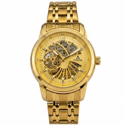 FITRON DOMED SKELETON 117178M GOLD DIAL - MEN'S AUTOMATIC