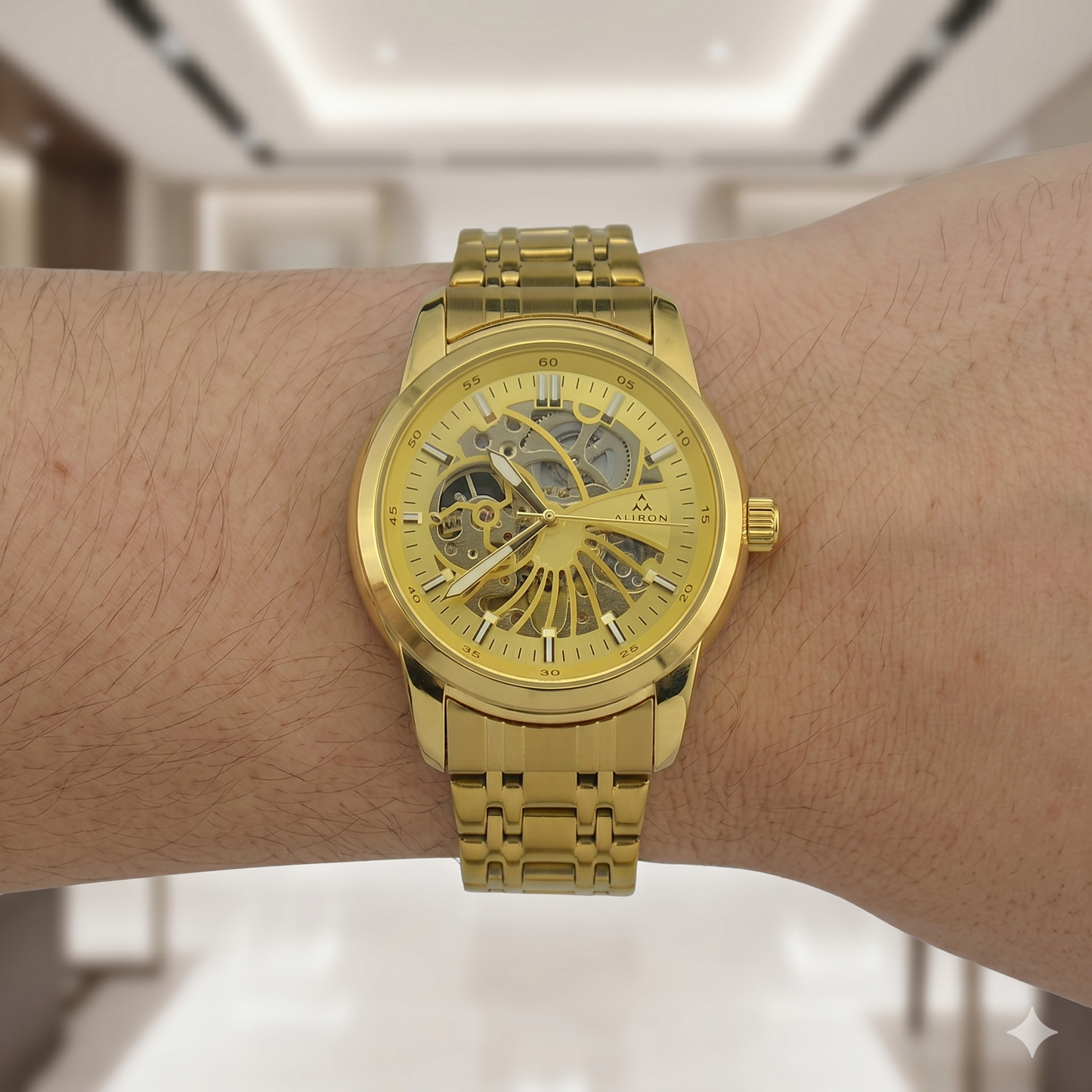 FITRON DOMED SKELETON 117178M GOLD DIAL - MEN'S AUTOMATIC