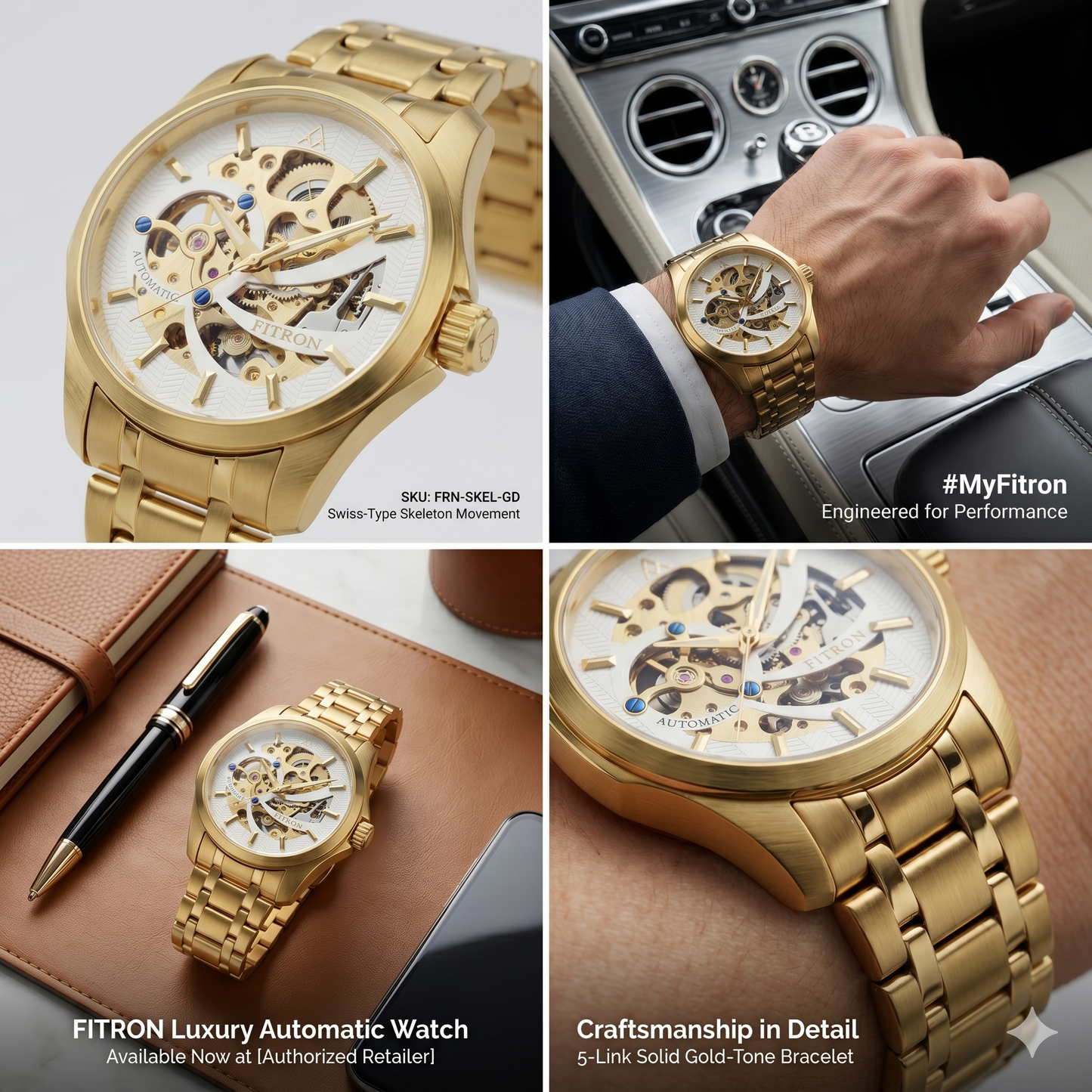 FITRON ROUND SKELETON 117215M WHITE DIAL - MEN'S AUTOMATIC