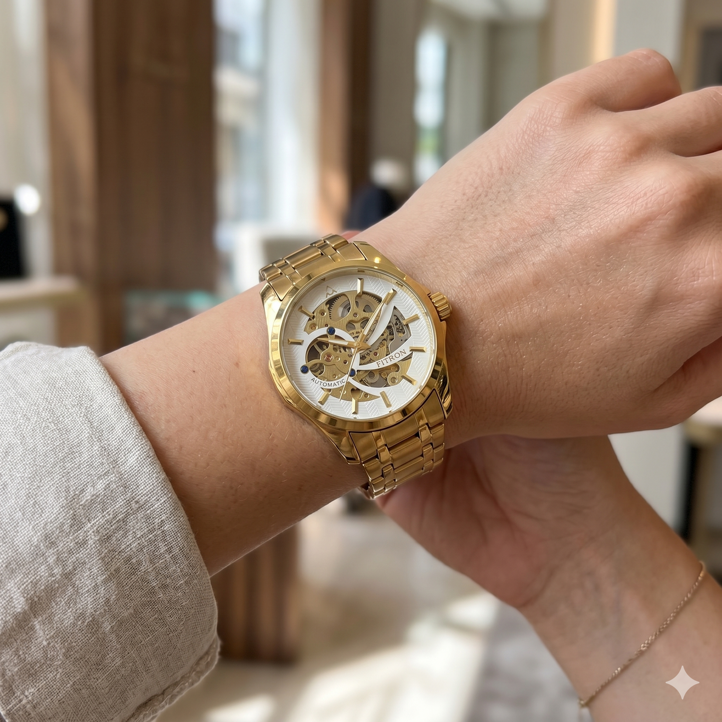 FITRON ROUND SKELETON 117215M WHITE DIAL - MEN'S AUTOMATIC