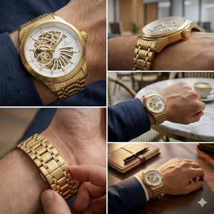 FITRON DOMED SKELETON 117178M WHITE DIAL - MEN'S AUTOMATIC