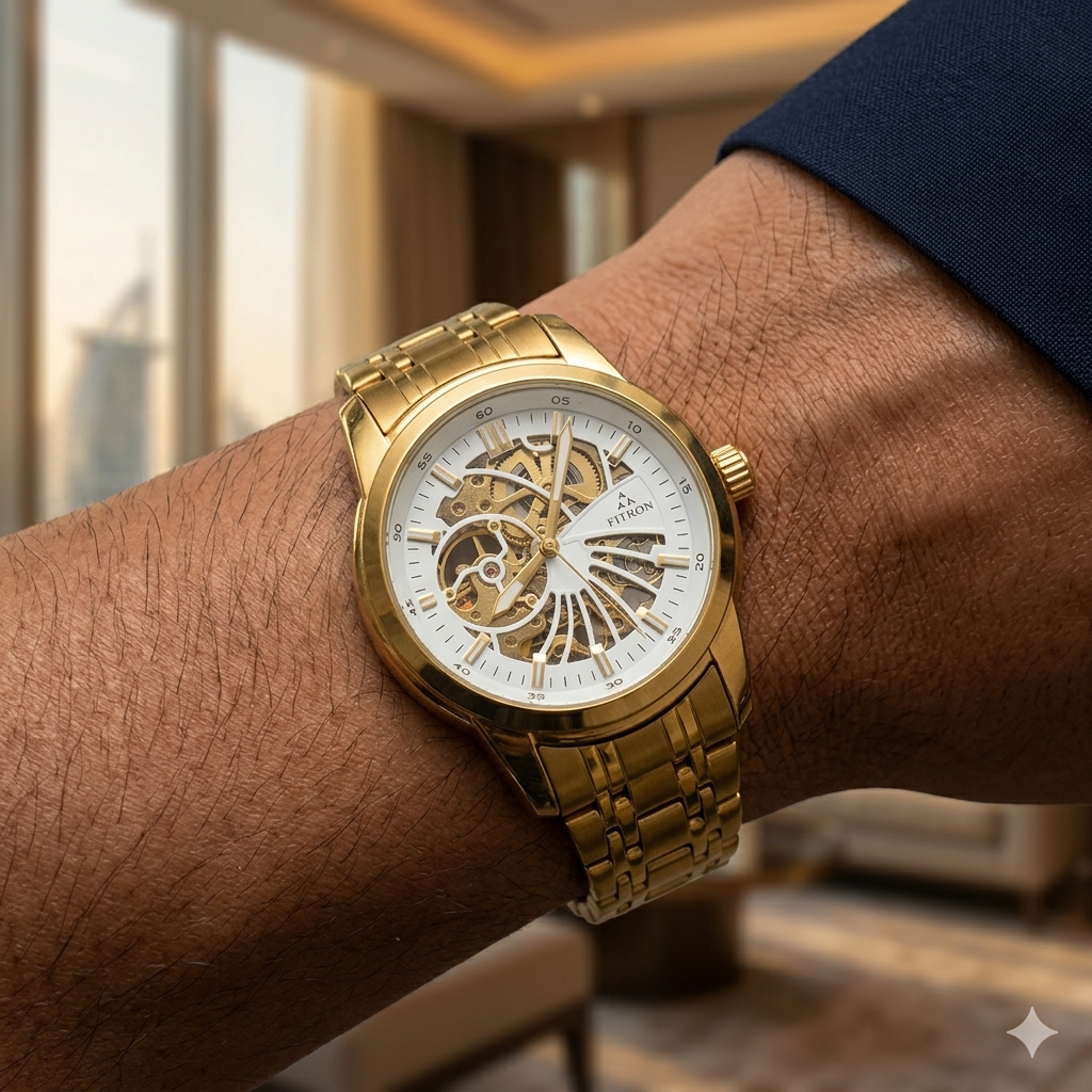 FITRON DOMED SKELETON 117178M WHITE DIAL - MEN'S AUTOMATIC