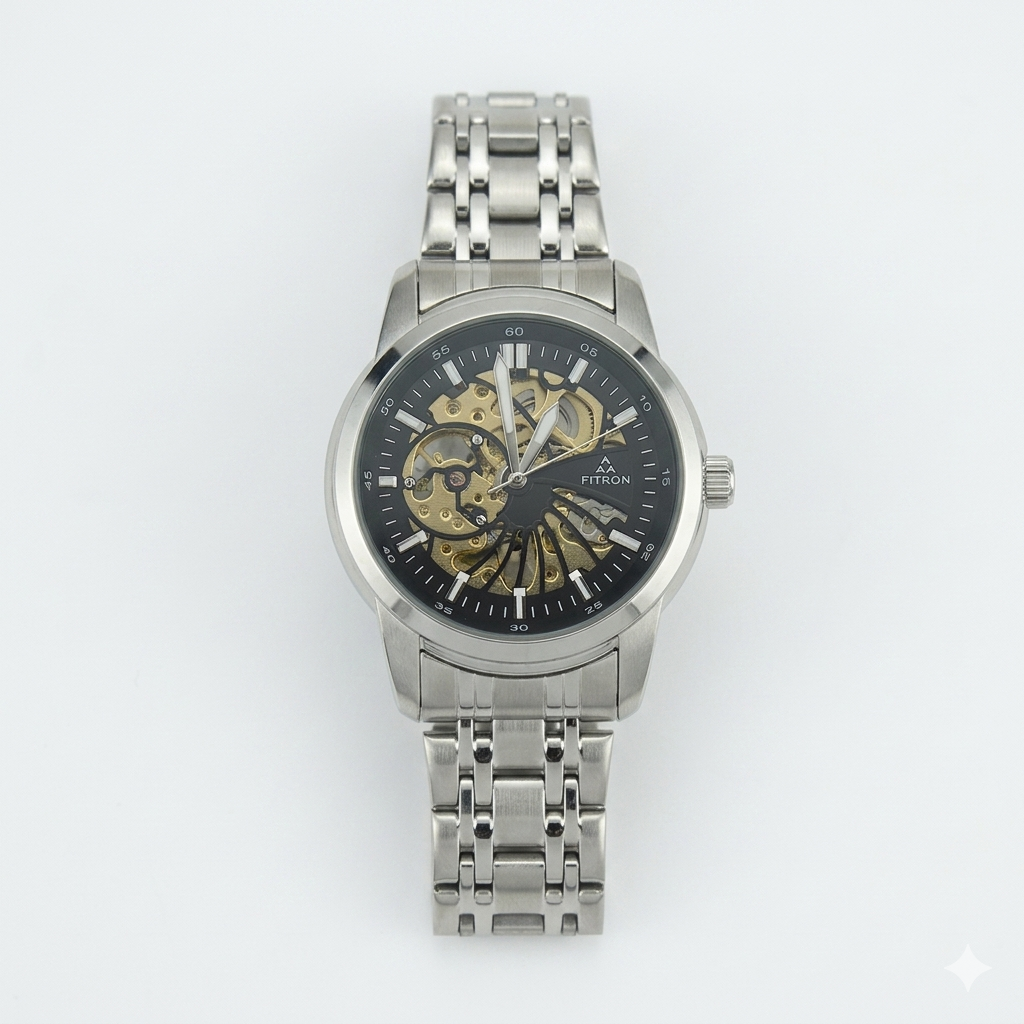FITRON DOMED SKELETON 117178M BLACK DIAL - MEN'S AUTOMATIC