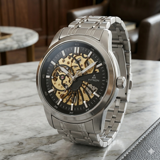 FITRON DOMED SKELETON 117178M BLACK DIAL - MEN'S AUTOMATIC