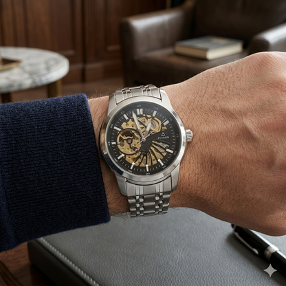 FITRON DOMED SKELETON 117178M BLACK DIAL - MEN'S AUTOMATIC