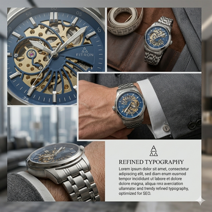 FITRON DOMED SKELETON 117178M BLUE DIAL - MEN'S AUTOMATIC