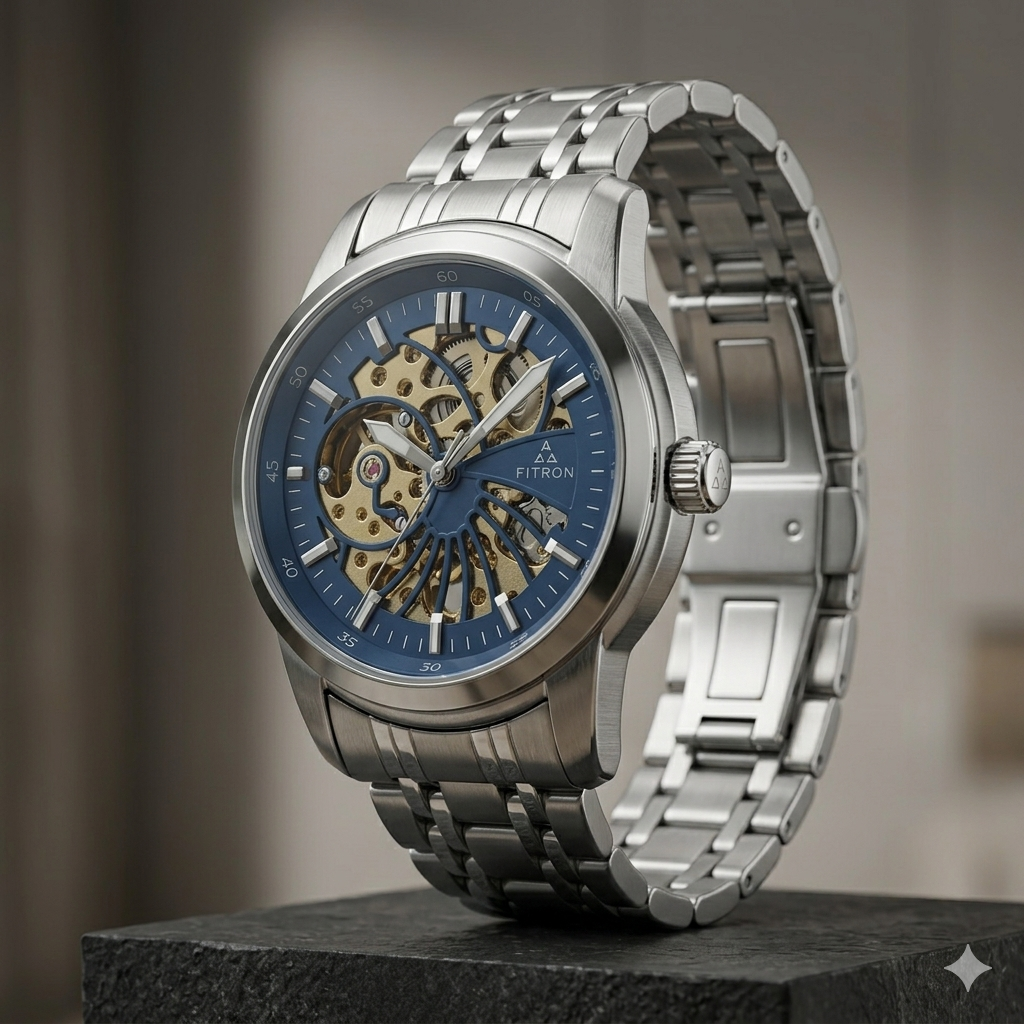 FITRON DOMED SKELETON 117178M BLUE DIAL - MEN'S AUTOMATIC
