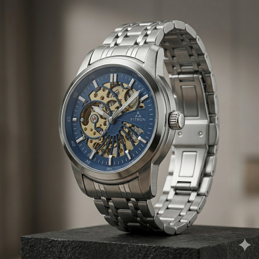 FITRON DOMED SKELETON 117178M BLUE DIAL - MEN'S AUTOMATIC