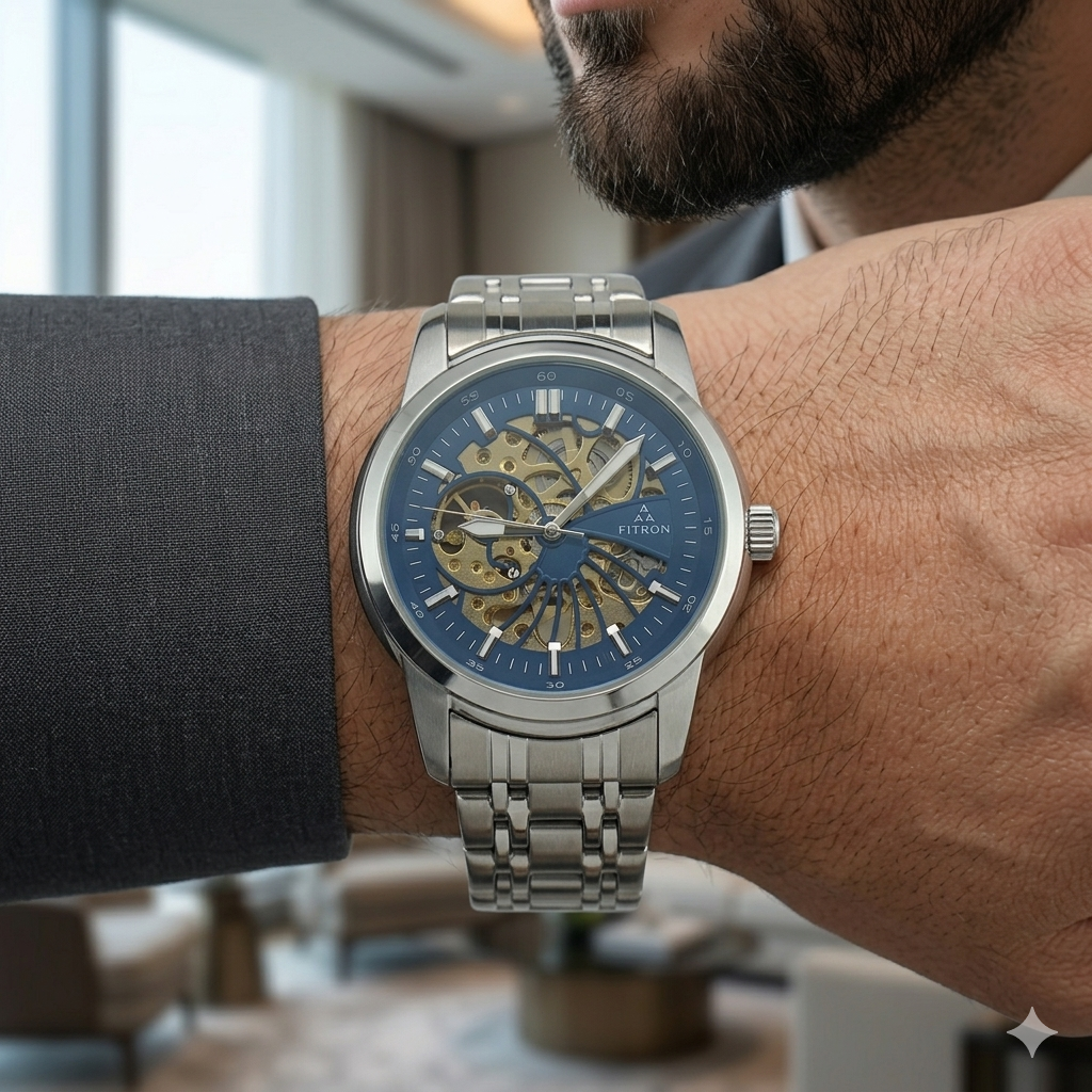 FITRON DOMED SKELETON 117178M BLUE DIAL - MEN'S AUTOMATIC