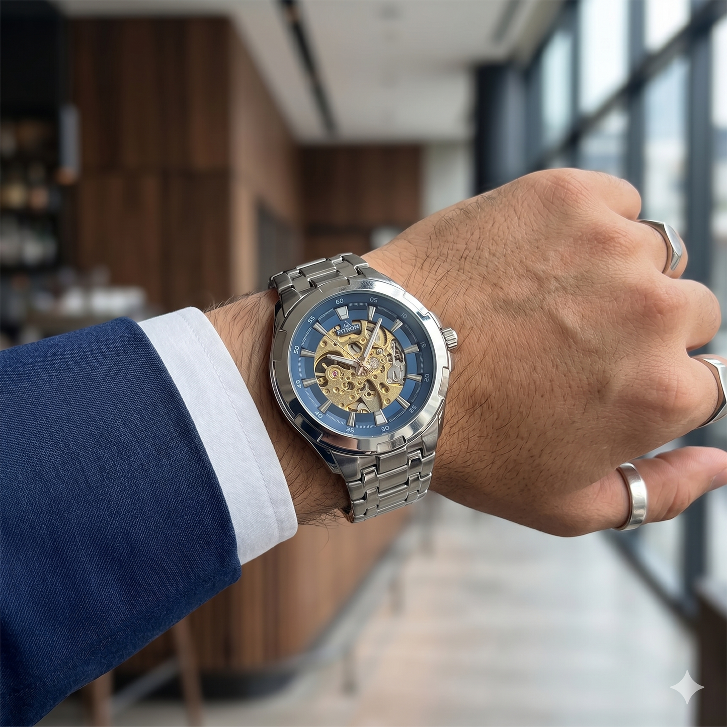 FITRON BIG FACE BULKY 117177M BLUE DIAL - MEN'S AUTOMATIC