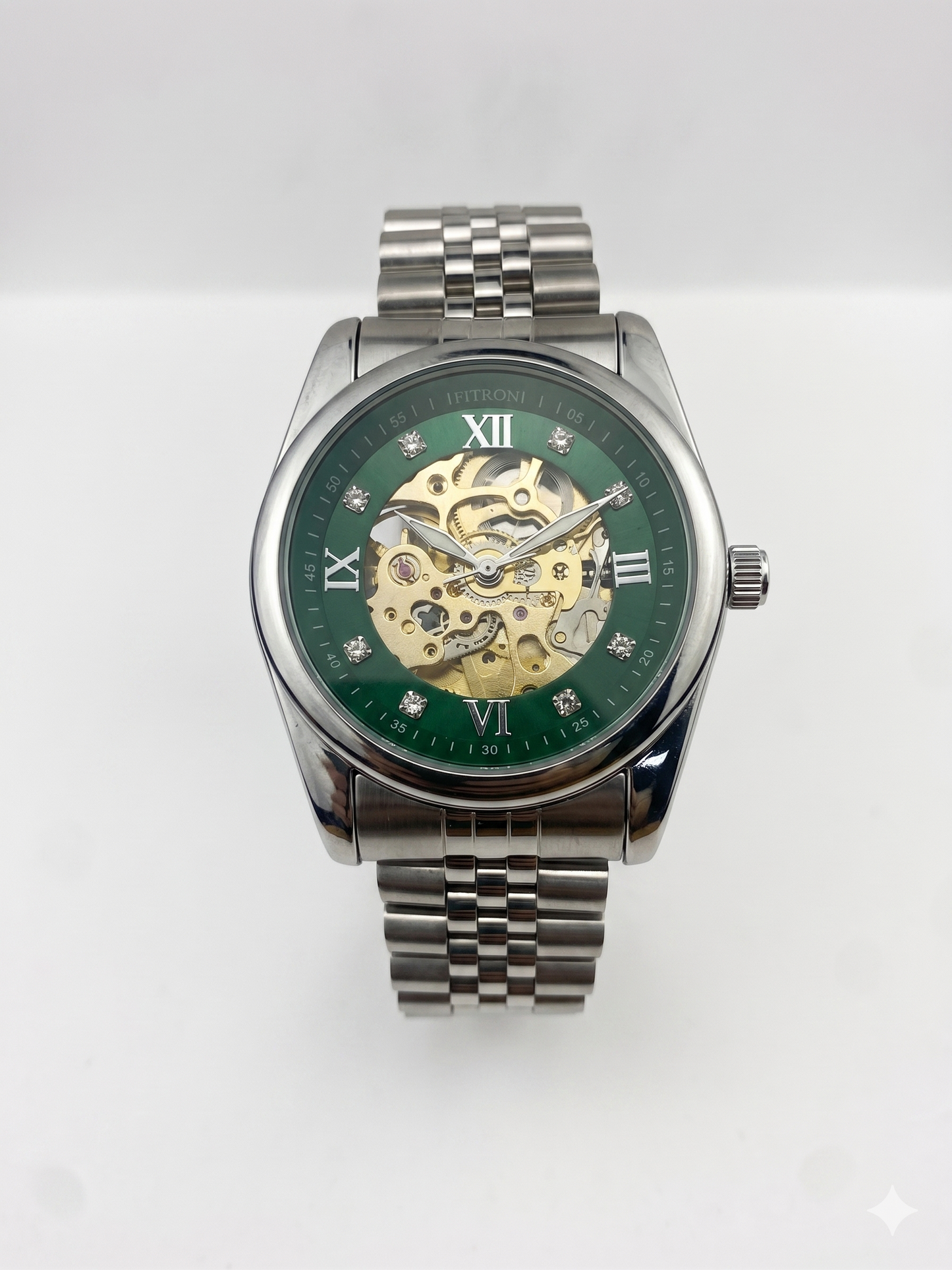 FITRON ROUND WITH DIAMONDS 117211M GREEN DIAL - MEN'S AUTOMATIC