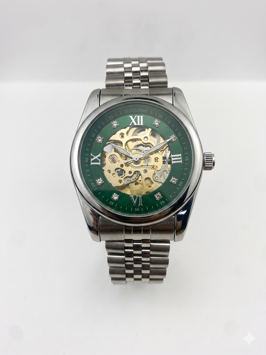 FITRON ROUND WITH DIAMONDS 117211M GREEN DIAL - MEN'S AUTOMATIC