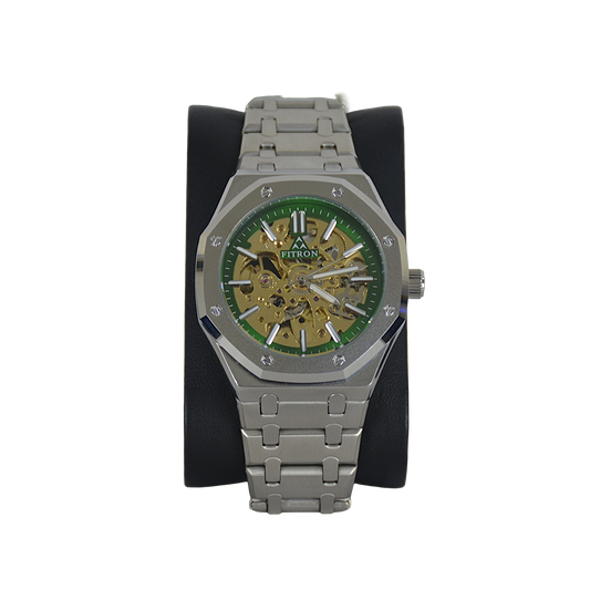 FITRON 8 SCREWS SKELETON 117193M GREEN DIAL - MEN'S AUTOMATIC