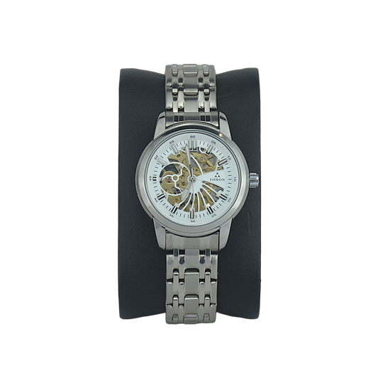 FITRON DOMED SKELETON 117178L WHITE DIAL - WOMEN'S AUTOMATIC