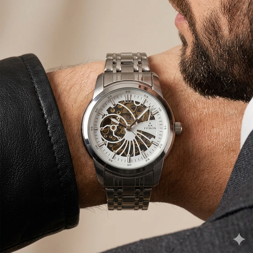 FITRON DOMED SKELETON 117178M WHITE DIAL - MEN'S AUTOMATIC