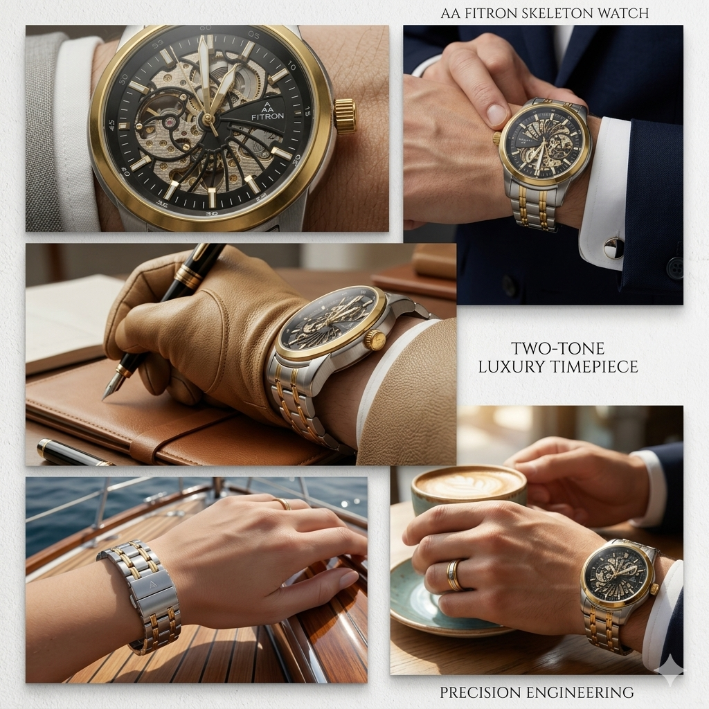 FITRON DOMED SKELETON 117178M BLACK DIAL - MEN'S AUTOMATIC