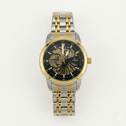 FITRON DOMED SKELETON 117178M BLACK DIAL - MEN'S AUTOMATIC