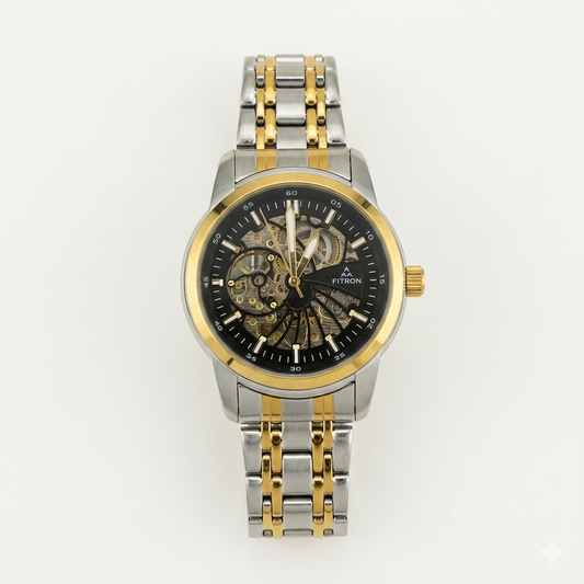 FITRON DOMED SKELETON 117178M BLACK DIAL - MEN'S AUTOMATIC