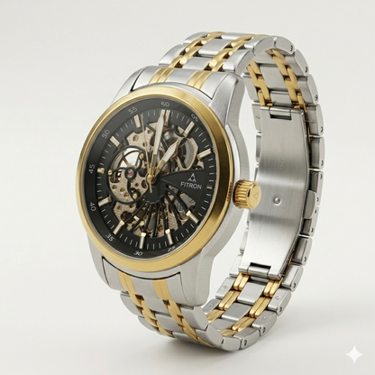 FITRON DOMED SKELETON 117178M BLACK DIAL - MEN'S AUTOMATIC