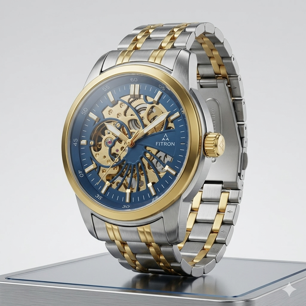 FITRON DOMED SKELETON 117178M BLUE DIAL - MEN'S AUTOMATIC