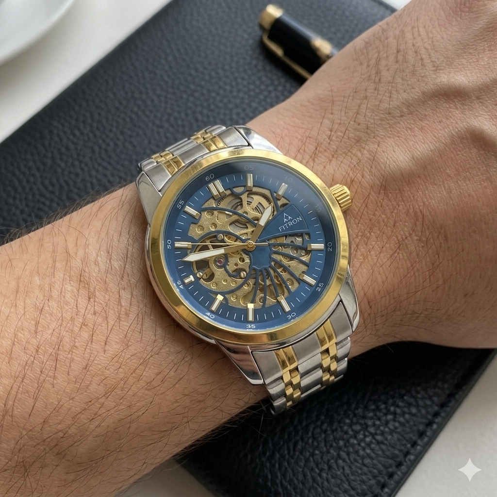 FITRON DOMED SKELETON 117178M BLUE DIAL - MEN'S AUTOMATIC