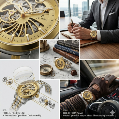 FITRON DOMED SKELETON 117178M GOLD DIAL - MEN'S AUTOMATIC