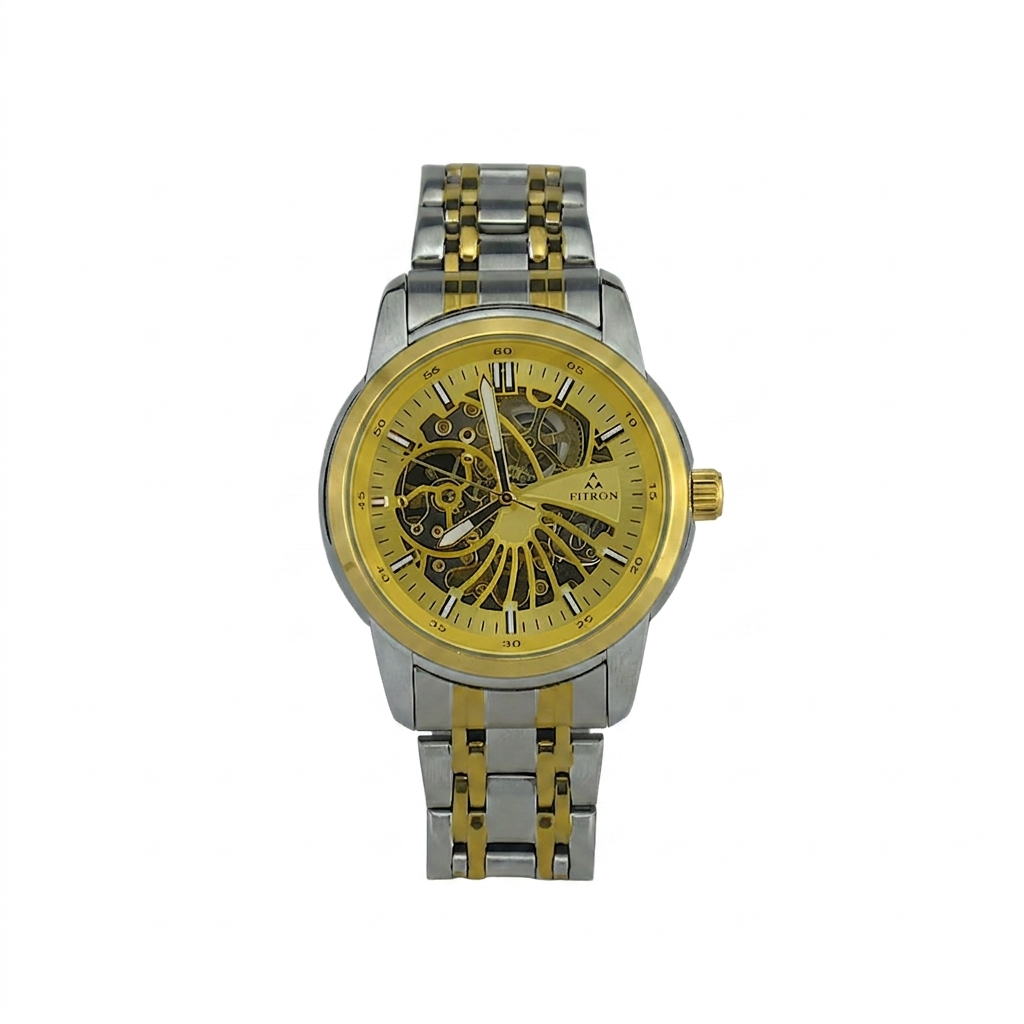 FITRON DOMED SKELETON 117178M GOLD DIAL - MEN'S AUTOMATIC