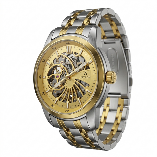FITRON DOMED SKELETON 117178M GOLD DIAL - MEN'S AUTOMATIC