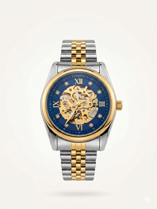 FITRON ROUND WITH DIAMONDS 117211M BLUE DIAL - MEN'S AUTOMATIC