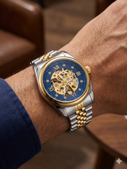FITRON ROUND WITH DIAMONDS 117211M BLUE DIAL - MEN'S AUTOMATIC