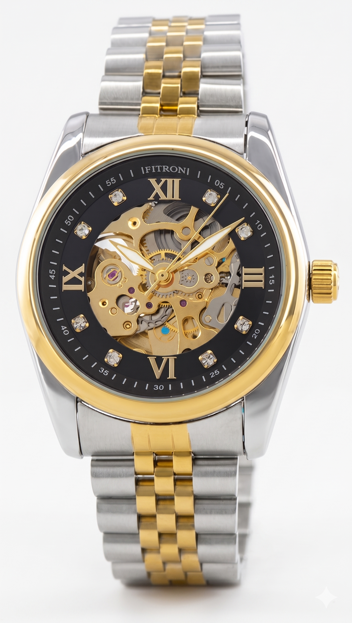 FITRON ROUND WITH DIAMONDS 117211M BLACK DIAL - MEN'S AUTOMATIC