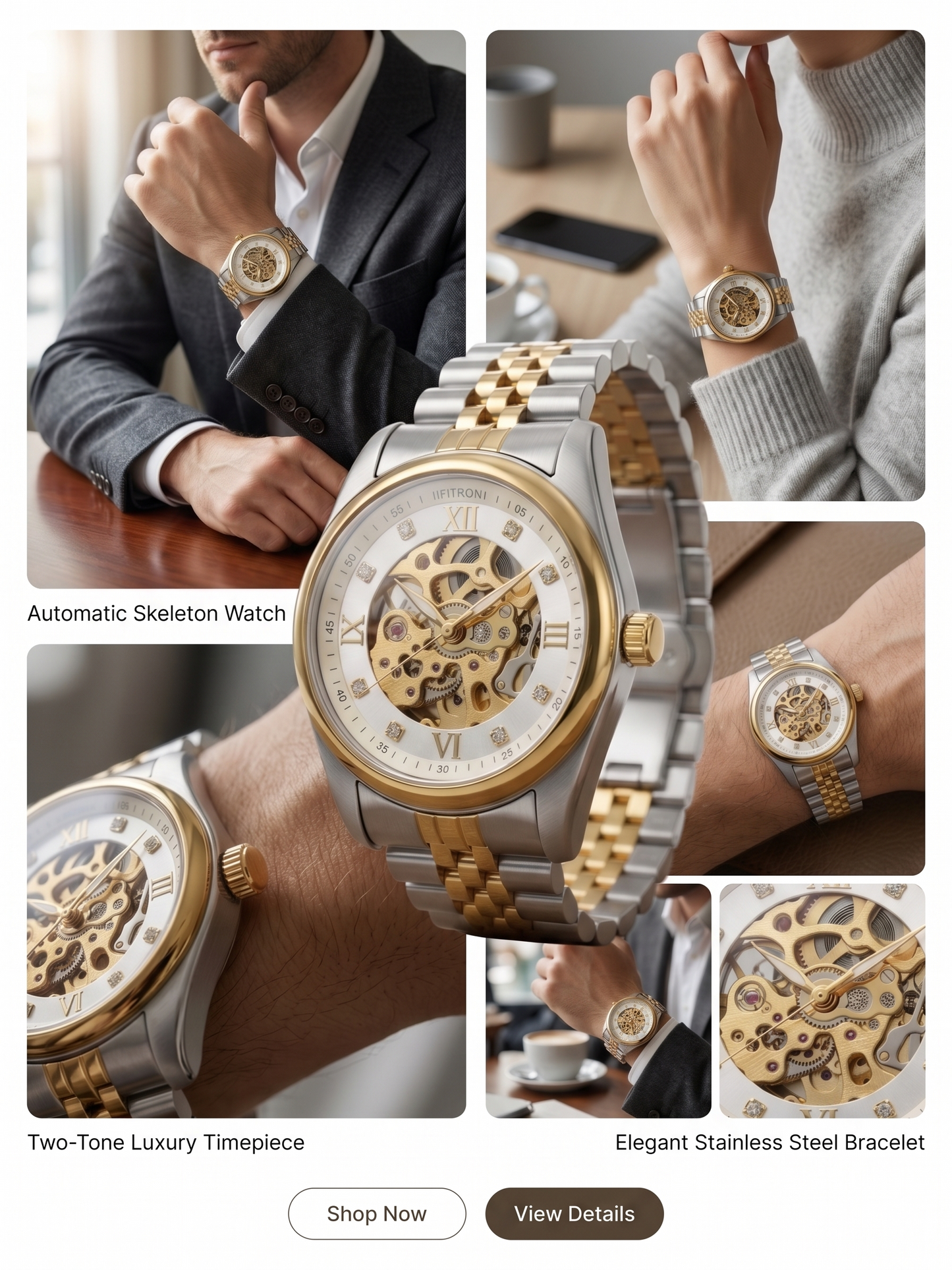 FITRON ROUND WITH DIAMONDS 117211M WHITE DIAL - MEN'S AUTOMATIC