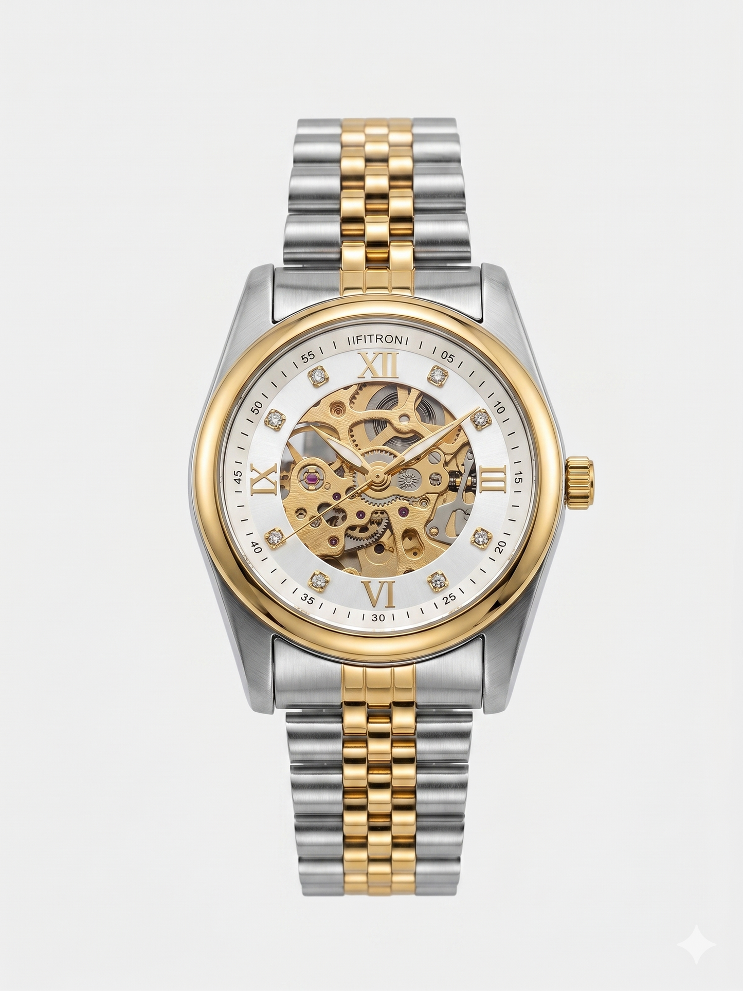 FITRON ROUND WITH DIAMONDS 117211M WHITE DIAL - MEN'S AUTOMATIC