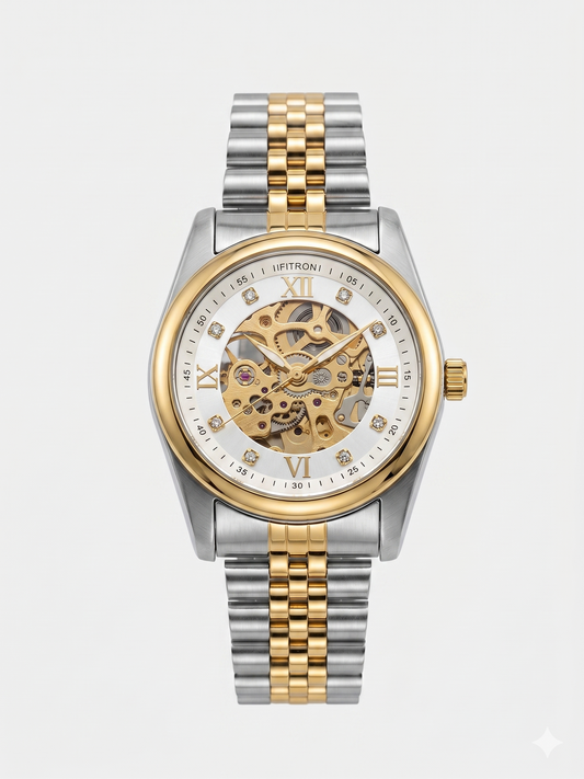 FITRON ROUND WITH DIAMONDS 117211M WHITE DIAL - MEN'S AUTOMATIC
