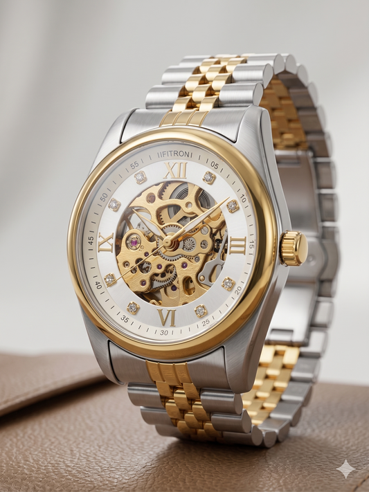 FITRON ROUND WITH DIAMONDS 117211M WHITE DIAL - MEN'S AUTOMATIC