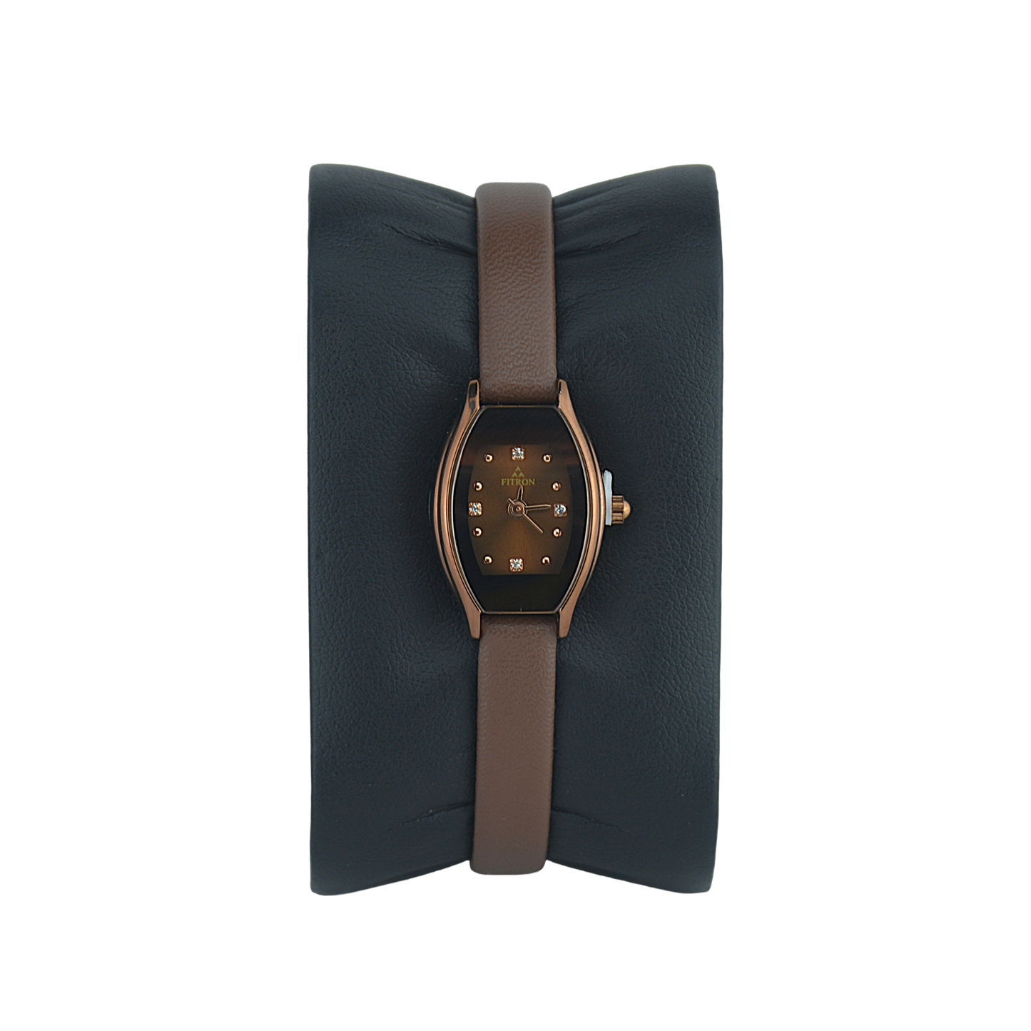 FITRON SMALL ROUNDED RECTANGLE 7872L BROWN DIAL - WOMEN'S QUARTZ