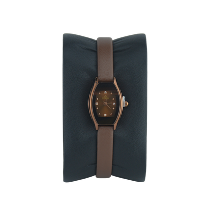 FITRON SMALL ROUNDED RECTANGLE 7872L BROWN DIAL - WOMEN'S QUARTZ