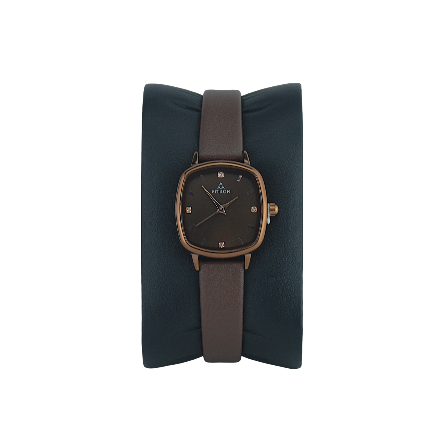 FITRON ROUNDED RECTANGLE 9832L BROWN DIAL - WOMEN'S QUARTZ