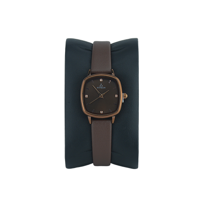 FITRON ROUNDED RECTANGLE 9832L BROWN DIAL - WOMEN'S QUARTZ